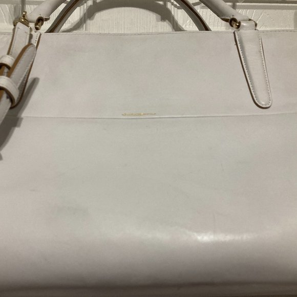 Coach White Camel/Brown Edgepaint Borough Bag Glove-Tanned Leather Satchel - Med - Picture 11 of 15